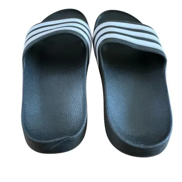 Adidas Kids’ Adilette Comfort Slides Sandals Black White Black Size 2 - Picture 5 of 6
